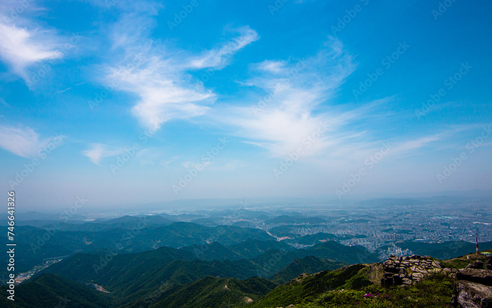 Landscape view of Mount Mudeungsan, in Gwangju, South Korea.