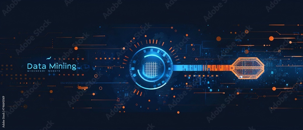 Obraz premium a high-tech banner design featuring the words Data Mining . the process of data mining. 