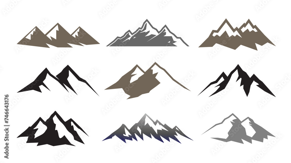 creative mountain peak logo vector collection set design icon design illustration