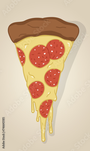 pepperoni pizza slice illustrated melting cheese