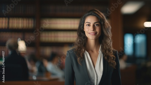 Joyful lawyer celebrates success infectious smile dignified law office setting