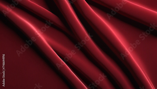 Red velvet. Fabric texture. Red velvet view from above. Folds of velvet fabric