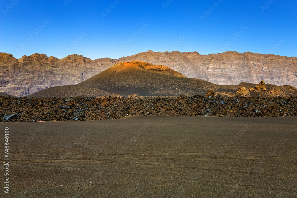 Volcano in Cha das Caldeiras, Island Fogo, Island of Fire, Cape Verde, Cabo Verde, Africa.