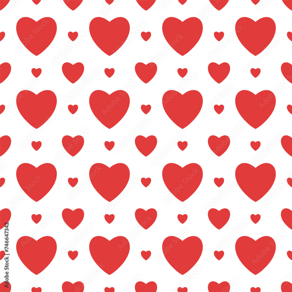 Seamless pattern red hand-drawn of hearts, free-form hearts illustrations regular seamless pattern, Love symbol grid, love symbol black silhouette heart vector.