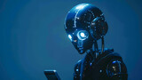 robotic using mobile phone or smartphone, stealing social media and customer information to deceive or cheat