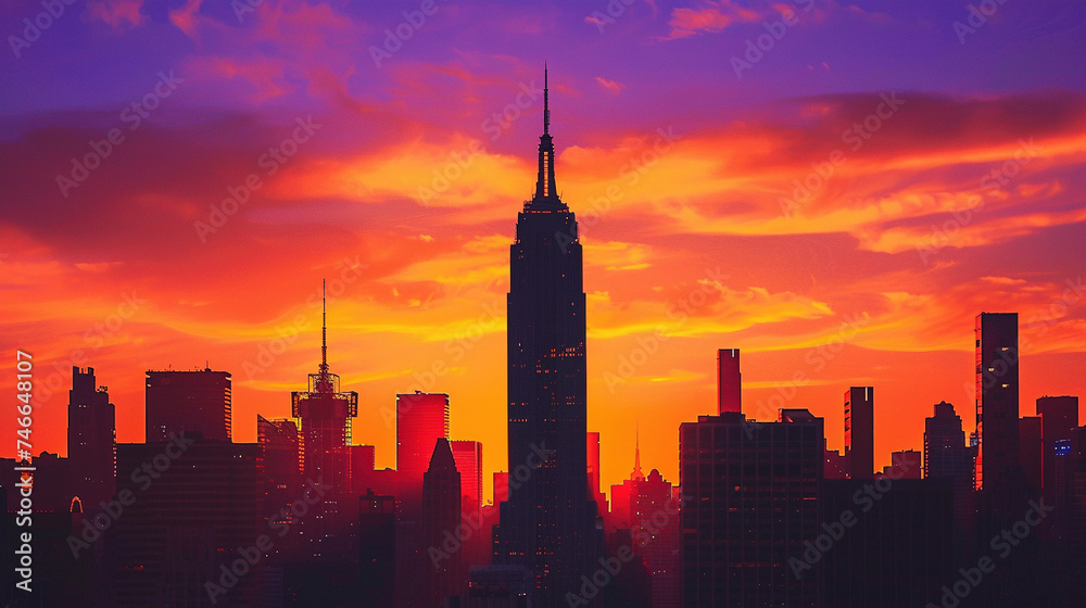 Majestic Urban Skyline at Sunset Majestic Urban Skyline at Sunset