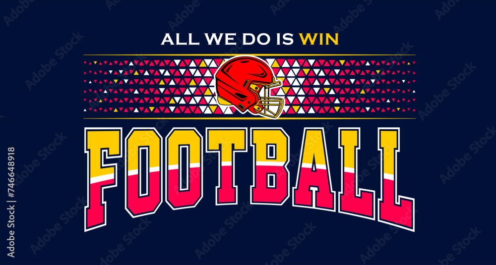 Naklejka premium American football team fan vector clipart. Banner, card, flyer, t shirt print design. Isolated on dark blue background. 