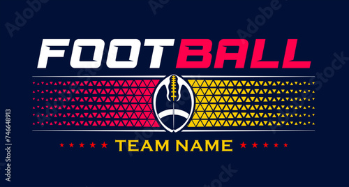 American football team fan vector clipart. Banner, card, flyer, t shirt print design. 
Isolated on dark blue background. 
