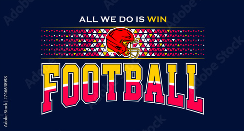 American football team fan vector clipart. Banner, card, flyer, t shirt print design. 
Isolated on dark blue background. 
