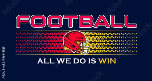 American football team fan vector clipart. Banner, card, flyer, t shirt print design. 
Isolated on dark blue background. 
