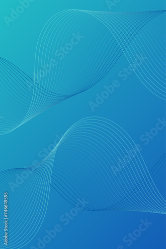 Abstract background with waves for banner. Standart poster size. Vector background with lines. Element for design. Blue gradient. Brochure, booklet. Summer, spring. Water, ocean, nature