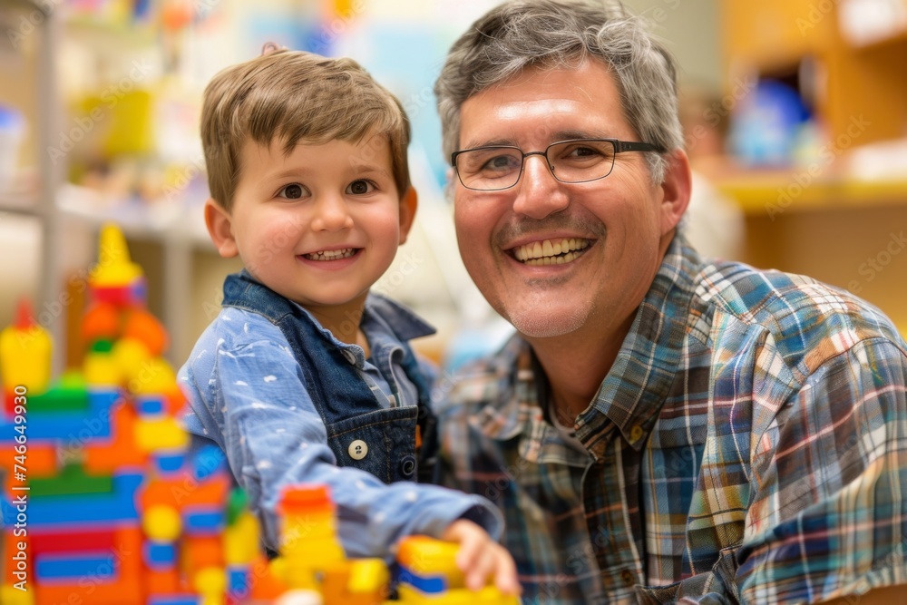 Grandfather and Grandson Playing with Blocks
Grandfather and Grandson Playing with Blocks