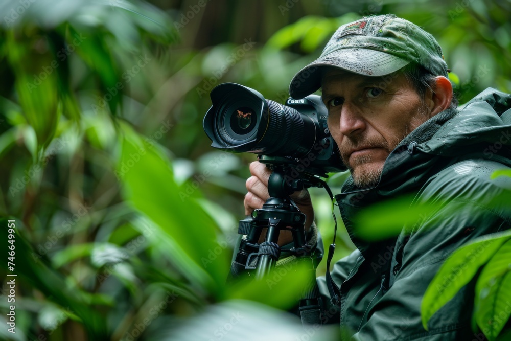 Wildlife Photographer Capturing Nature in the Jungle

