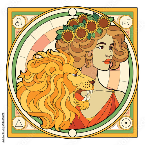 Vector Leo Astrological Zodiac Signs Illustration Isolated