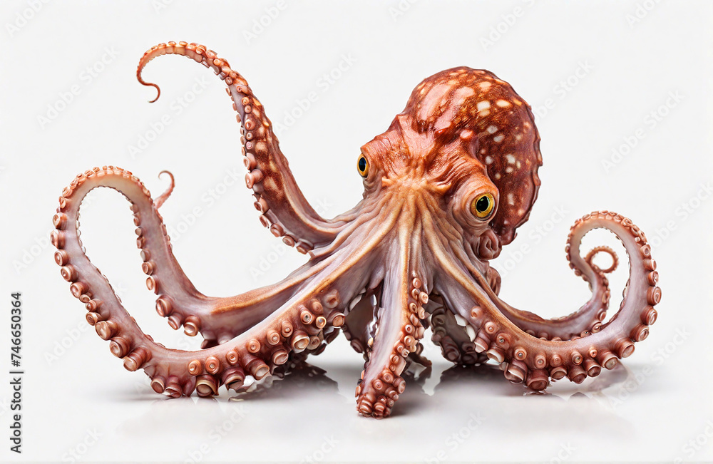 Fototapeta premium Octopus, cut out on white transparent background