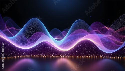 Illuminating pink and blue Neon Waves on a dark background