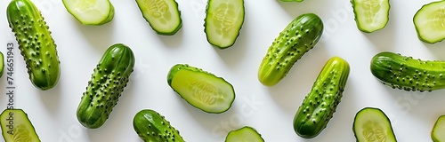 green pickles on white background