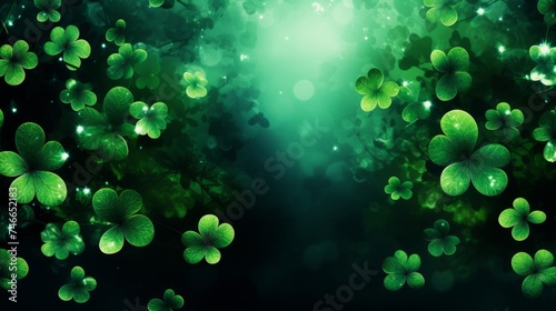 Green background with clover leaves. Neural network AI generated art