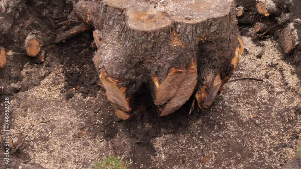 Manual digging of the stump. Gardening With Tree Stump Manual digging of the stump. Gardening With Tree Stump
