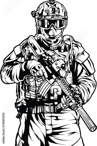 vector tactical us army soldier with gun
