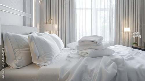 Serene Empty Hotel Rooms with Crisp Bed Linens
