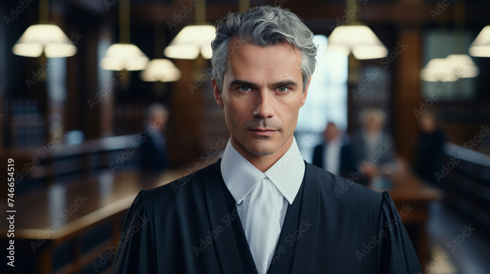 Lawyer Man in a courtroom case legal term career - obrazy, fototapety, plakaty 