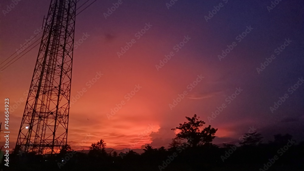 Naklejka premium sunset in the mountains