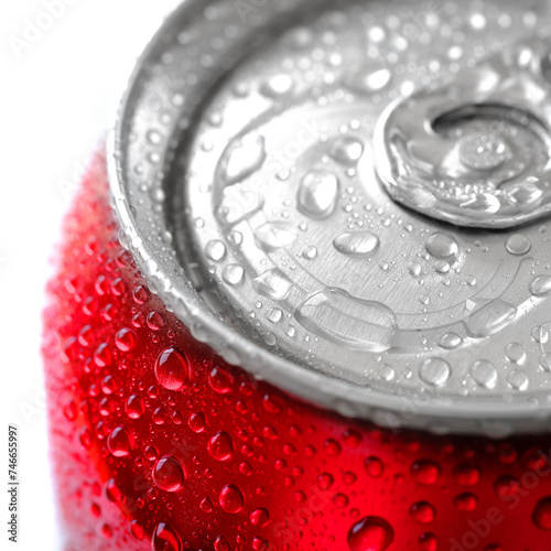 Fresh Can of Soda Pop Soft Drink Water Drops Chilled Refreshing