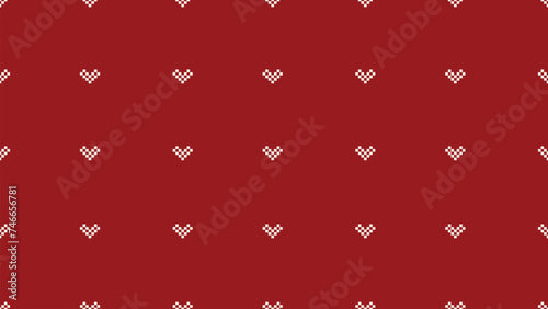 Cute heart love valentine motifs geometric fabric pattern cross stitch.Ikat embroidery Ethnic oriental Pixel red background. Abstract,vector,illustration. Texture,christmas,decoration,wallpaper.