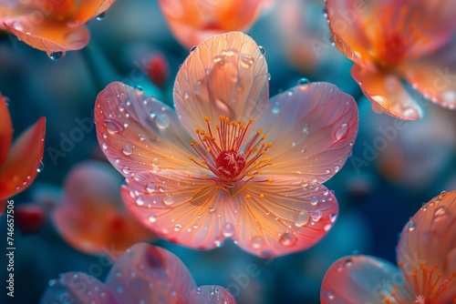 Morning Dew on Vibrant Blossom: A Close-Up of Natural Beauty