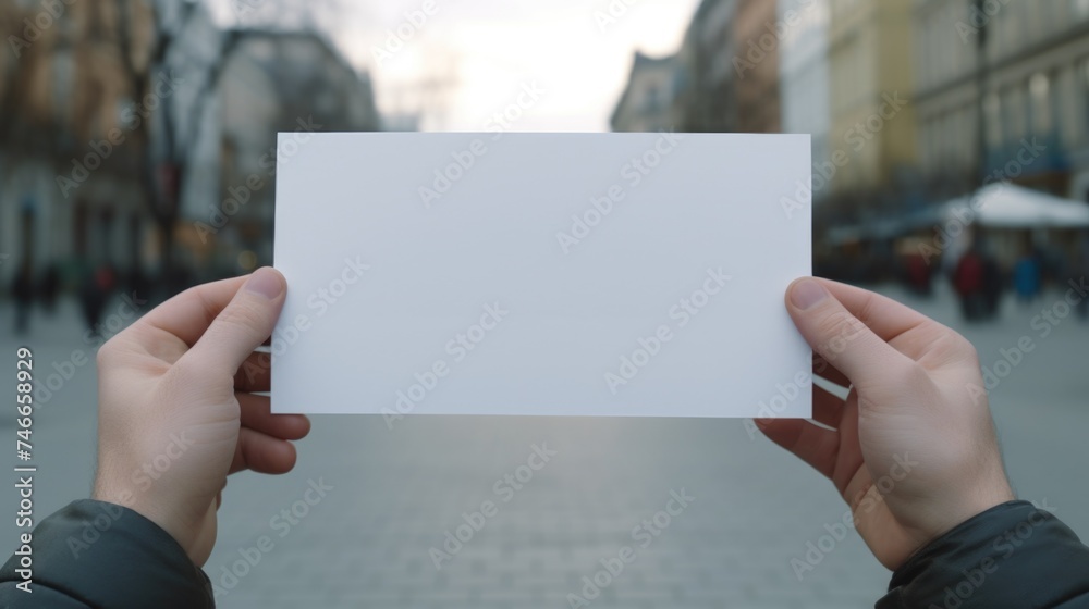 Person holding a piece of paper, suitable for business and education concepts Person holding a piece of paper, suitable for business and education concepts