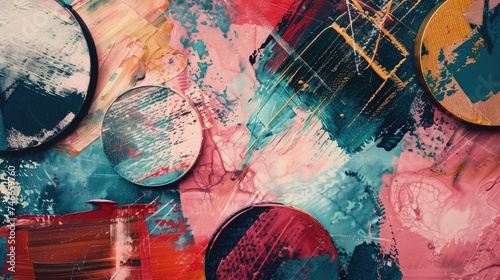 Close up view of a vibrant abstract painting, perfect for artistic projects