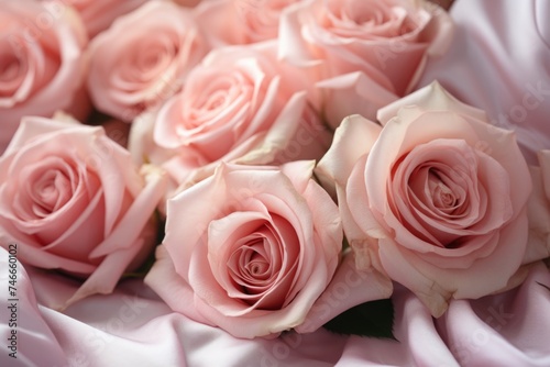 Pink roses arranged on a bed  suitable for romantic themes