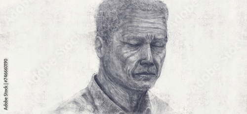 Cuadro en lienzo Old man. drawing illustration. lonely and sadness concept.