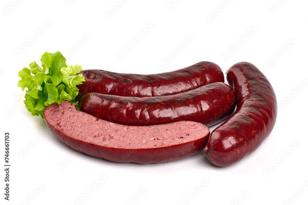 Smoked sausages for grill, isolated on white background. High resolution image Smoked sausages for grill, isolated on white background. High resolution image