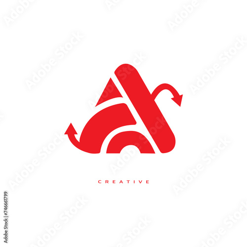 Letter A logo icon design template elements with red color
