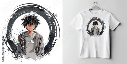 Anime young man, t-shirt design