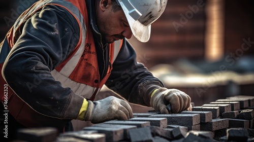 A man in a hard hat working on a piece of metal. Ideal for industrial and construction concepts