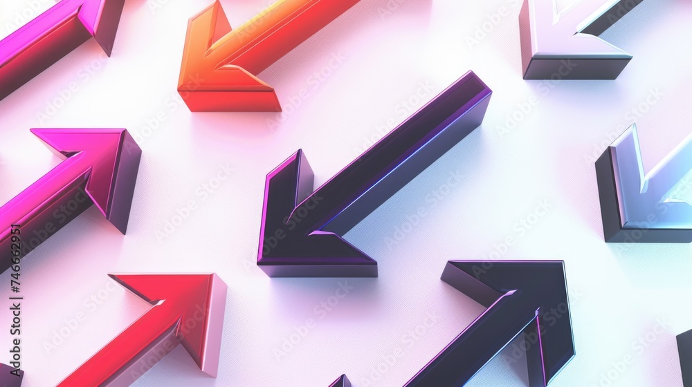 Various colored arrows on a white background. Suitable for business presentations Various colored arrows on a white background. Suitable for business presentations