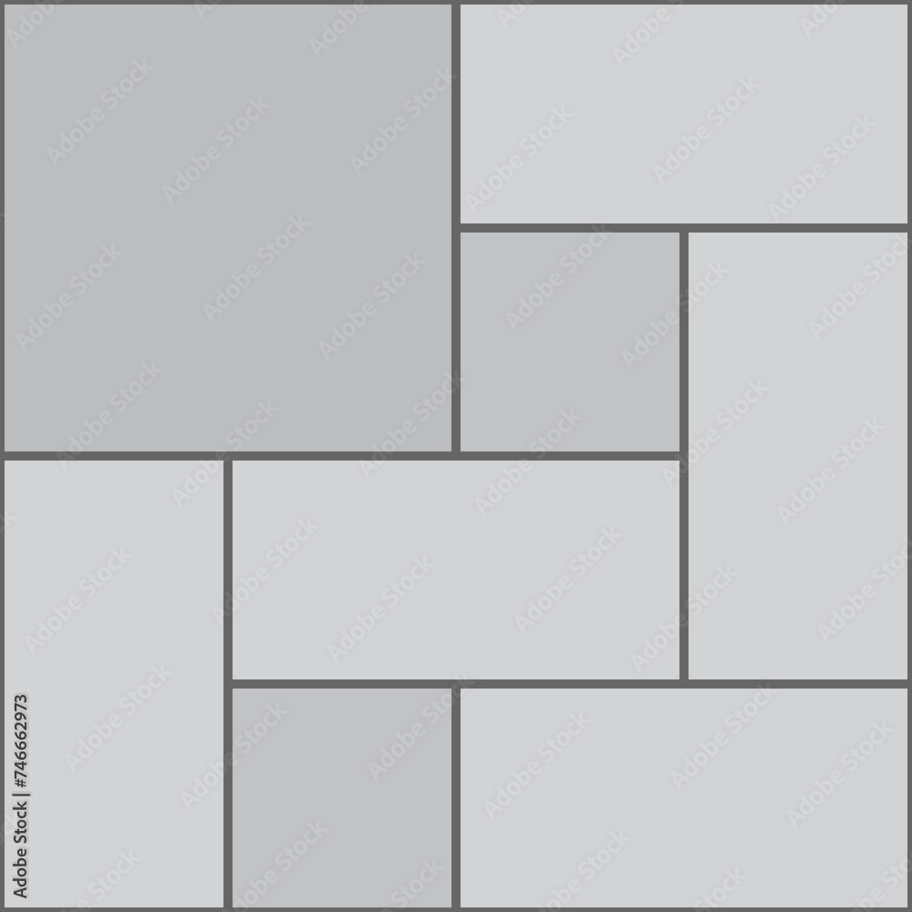 Pavement granite tiles, parquet paving pattern with contrasting blocks. Vector street or sidewalk of cobblestone, garden or park path Pavement granite tiles, parquet paving pattern with contrasting blocks. Vector street or sidewalk of cobblestone, garden or park path