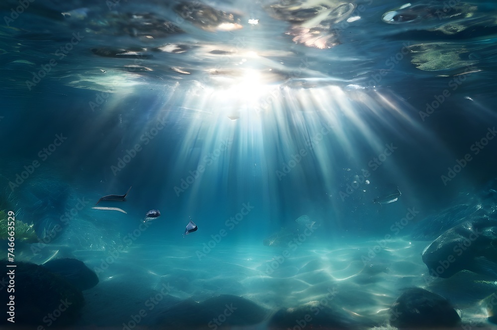 Lights come through the water, deep water in day lights Lights come through the water, deep water in day lights