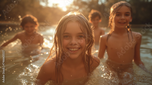 Smiles in the Sun Friends and Children Revel in Happy Poolside Moments © silvia