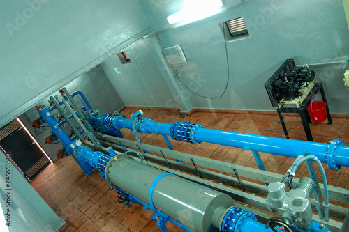 pipes and valves in a water treatment plant photo