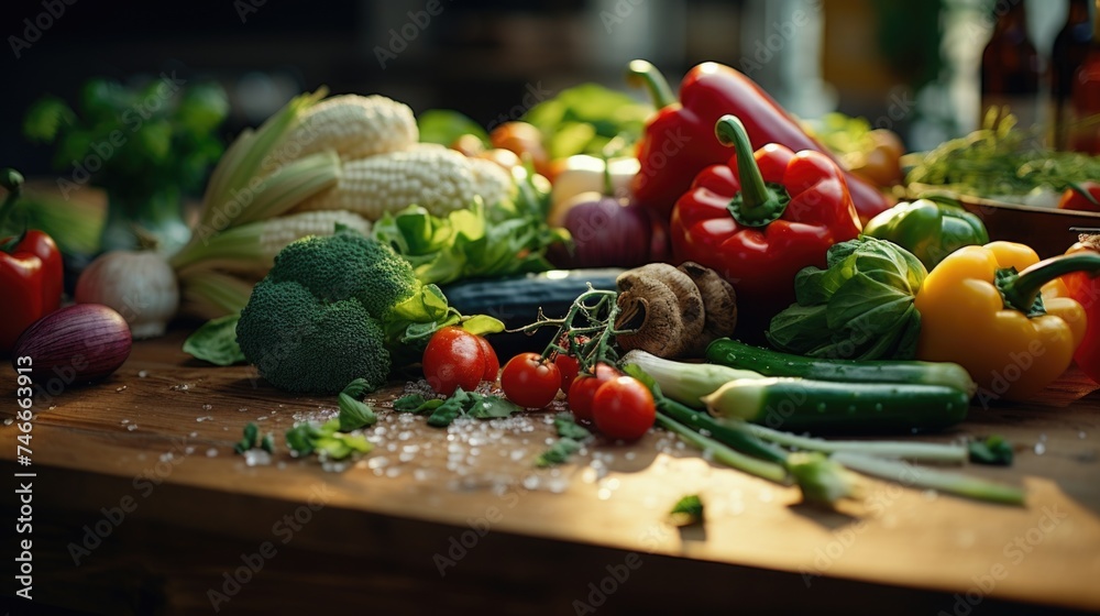 Assorted fresh vegetables on a table, perfect for food-related projects