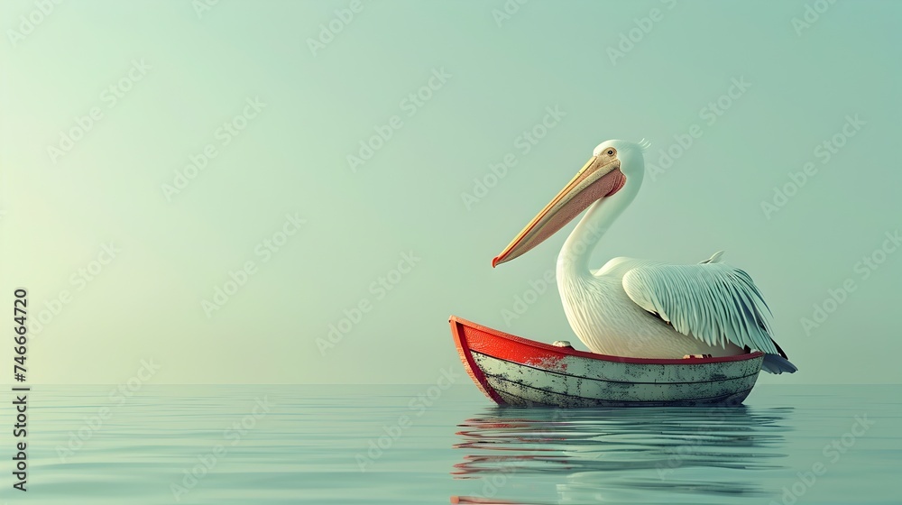 Pelican Standing on a Boat in the Ocean Pelican Standing on a Boat in the Ocean