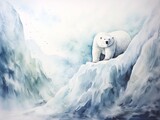 Drawings of Polar bears, watercolor style