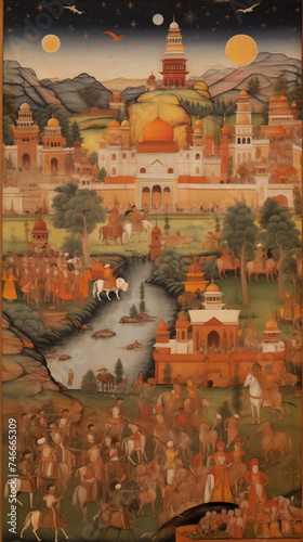 Vintage Panorama: Vivid Depiction of the Ancient Ikshvaku Dynasty