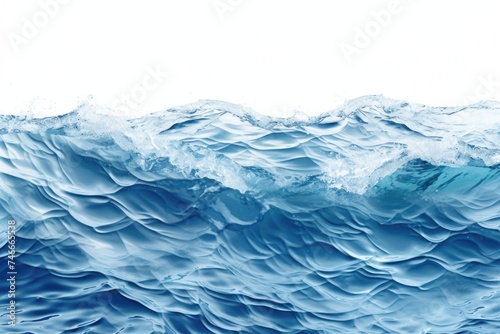 A powerful blue ocean wave with a clear white sky in the background. Perfect for various design projects