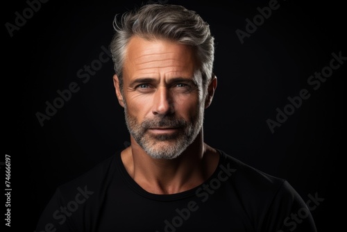 A detailed view of a man wearing a black shirt, suitable for various concepts and designs © Fotograf