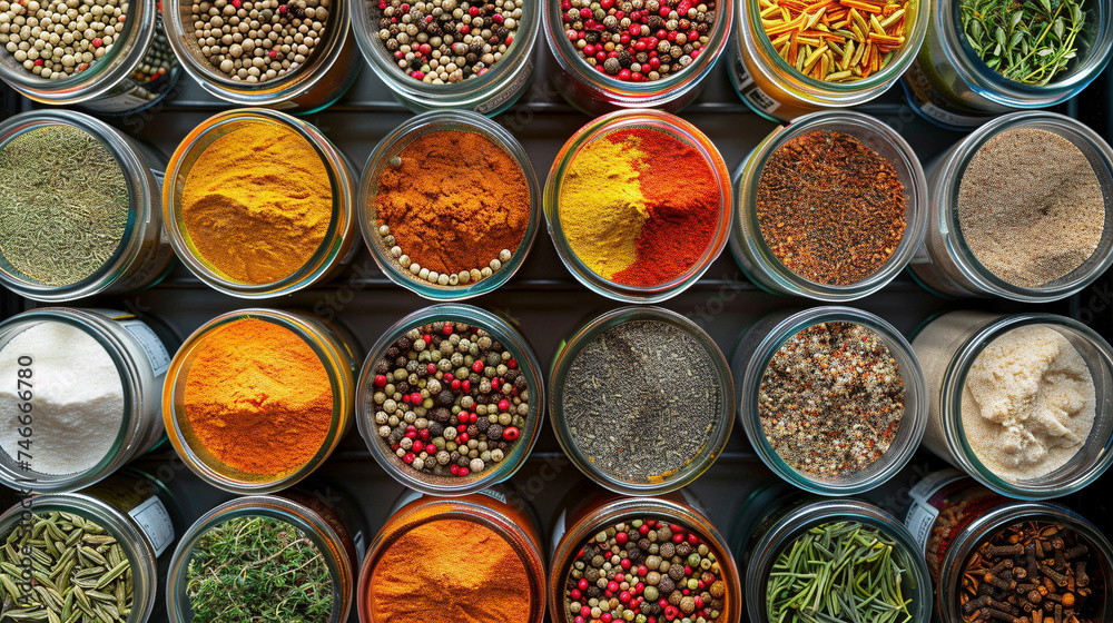 Well-Organized Spice Rack from Above